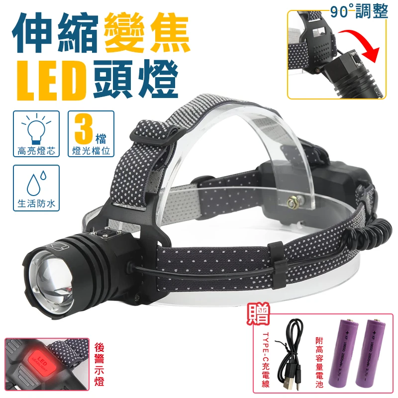 【BOST博士牌】LED伸縮變焦頭燈