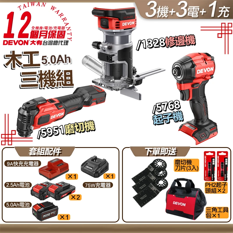 【多重好禮送2】木工三機組(5951+1328+5768)5.0版