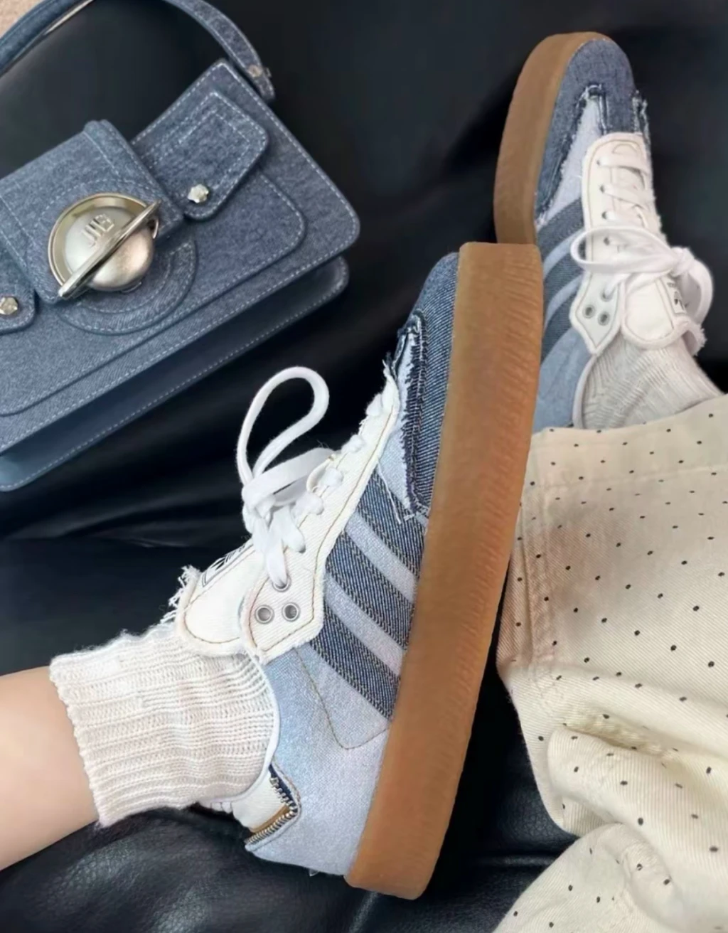ATMOS x Adidas Originals Samba 聯名 丹寧牛仔焦糖底 厚底 （ II0001 )