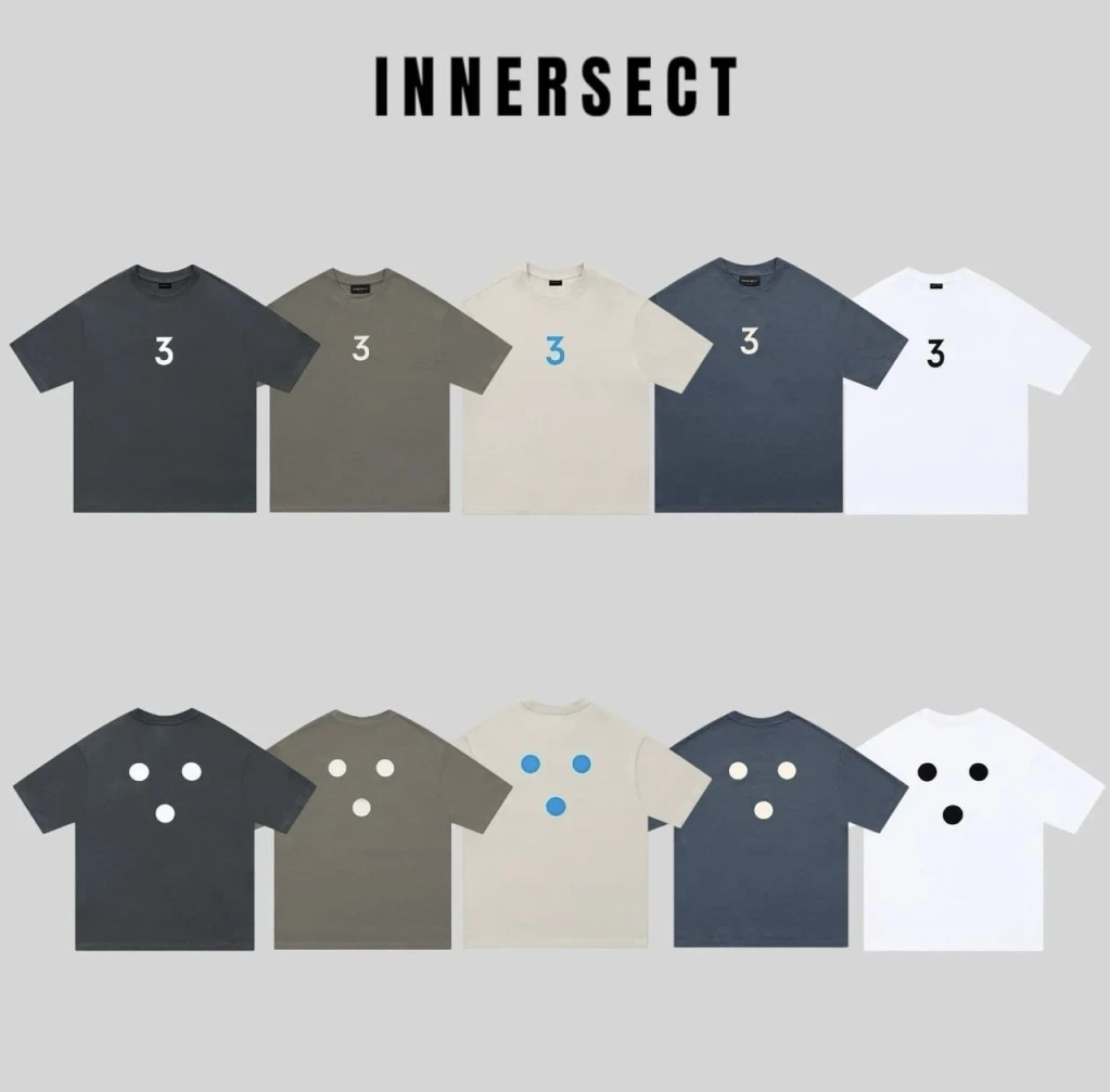 INNERSECT 三生萬物 正面數字三 背面三點 炭黑 軍綠 米白 藏青藍 純白