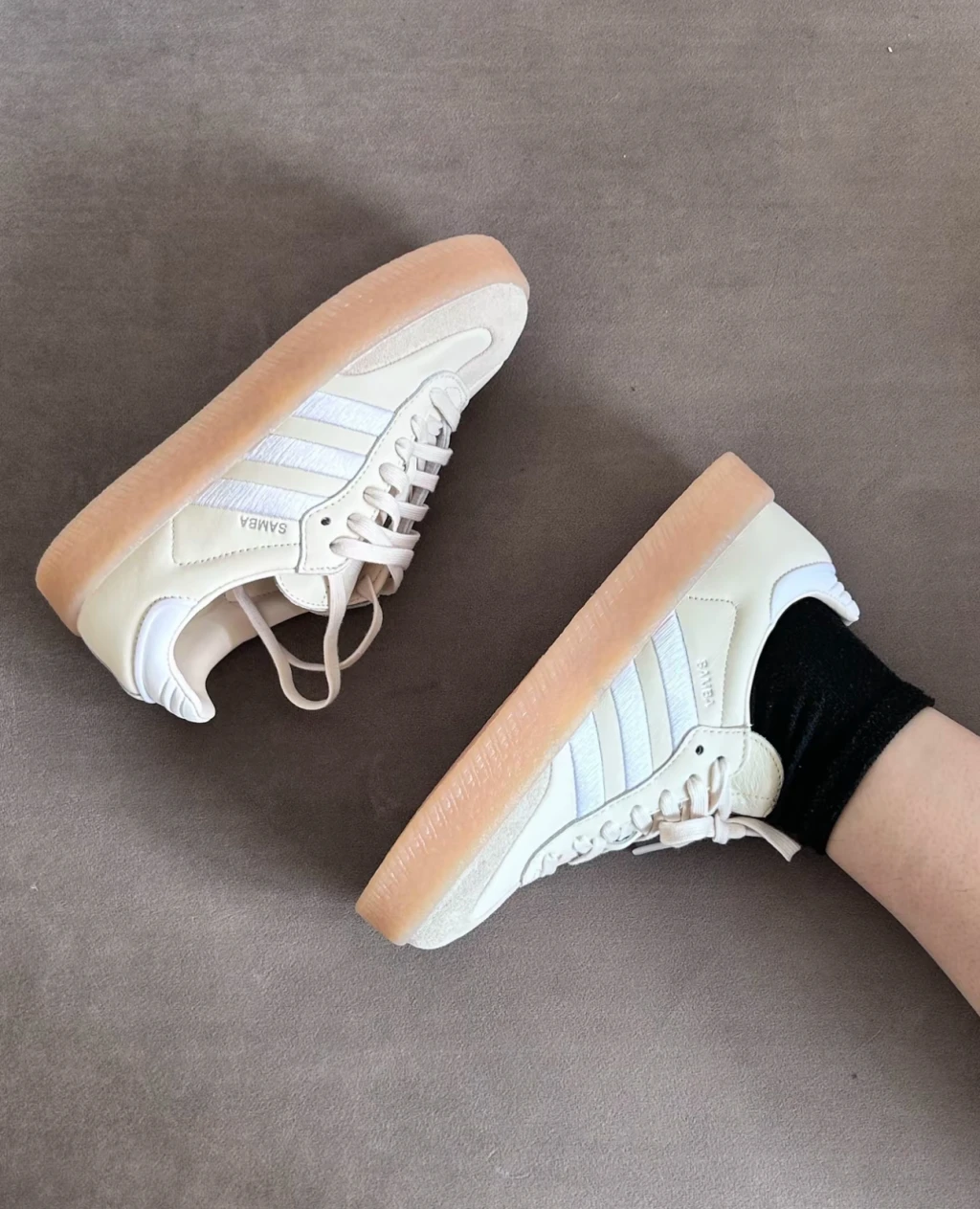 Adidas Samba 小雞黃 厚底 刺繡絲綢奶霜 （ ID0434 )
