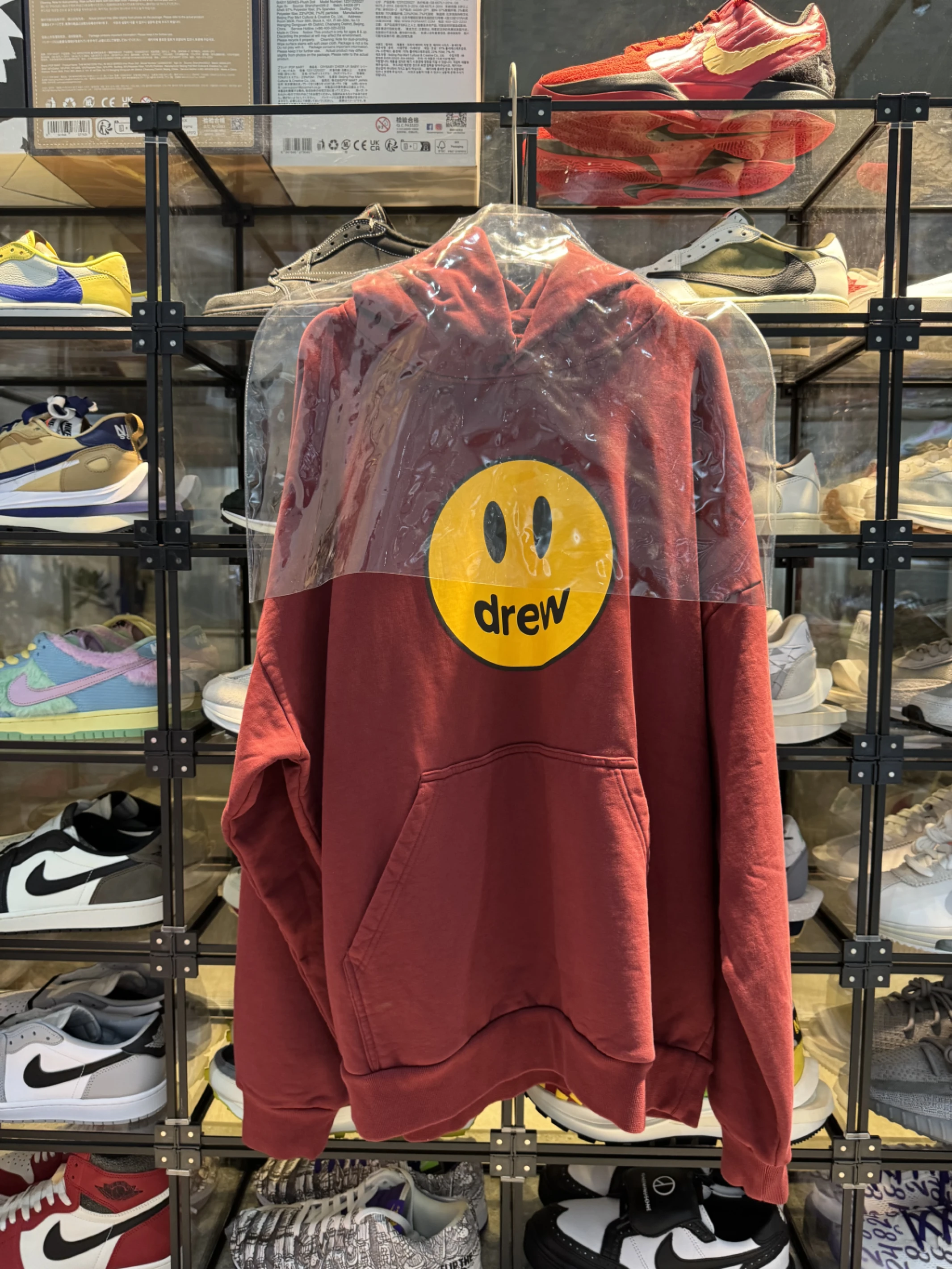 Drew House 帽T 酒紅