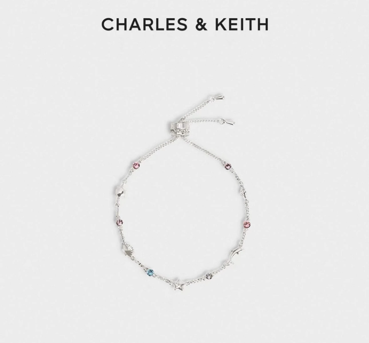 CHARLES&KEITH 小ck 蔚藍秘境系列 手鍊 可調節設計 Silver銀色
