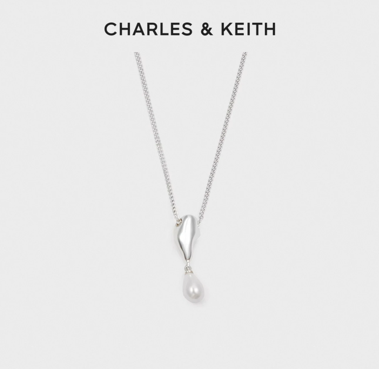 CHARLES&KEITH 小ck 月光謐語珍珠系列 項鍊 Silver银色