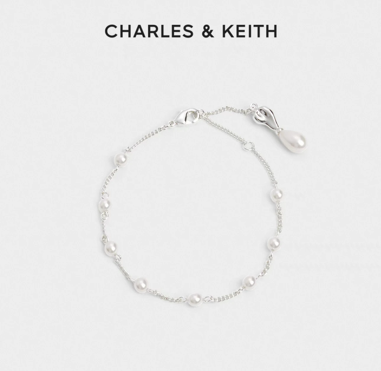 CHARLES&KEITH 小ck 月光謐語珍珠系列 手鍊  Silver银色
