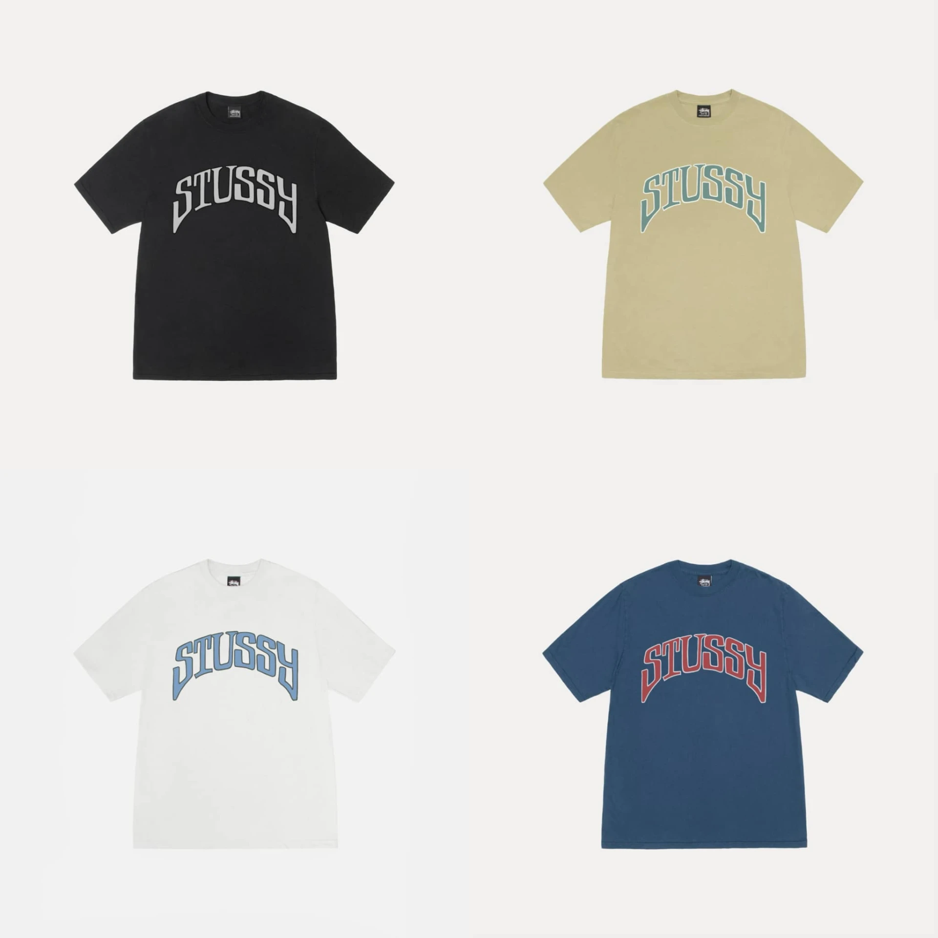 Stussy 文字款 黑/白/藍/米黃