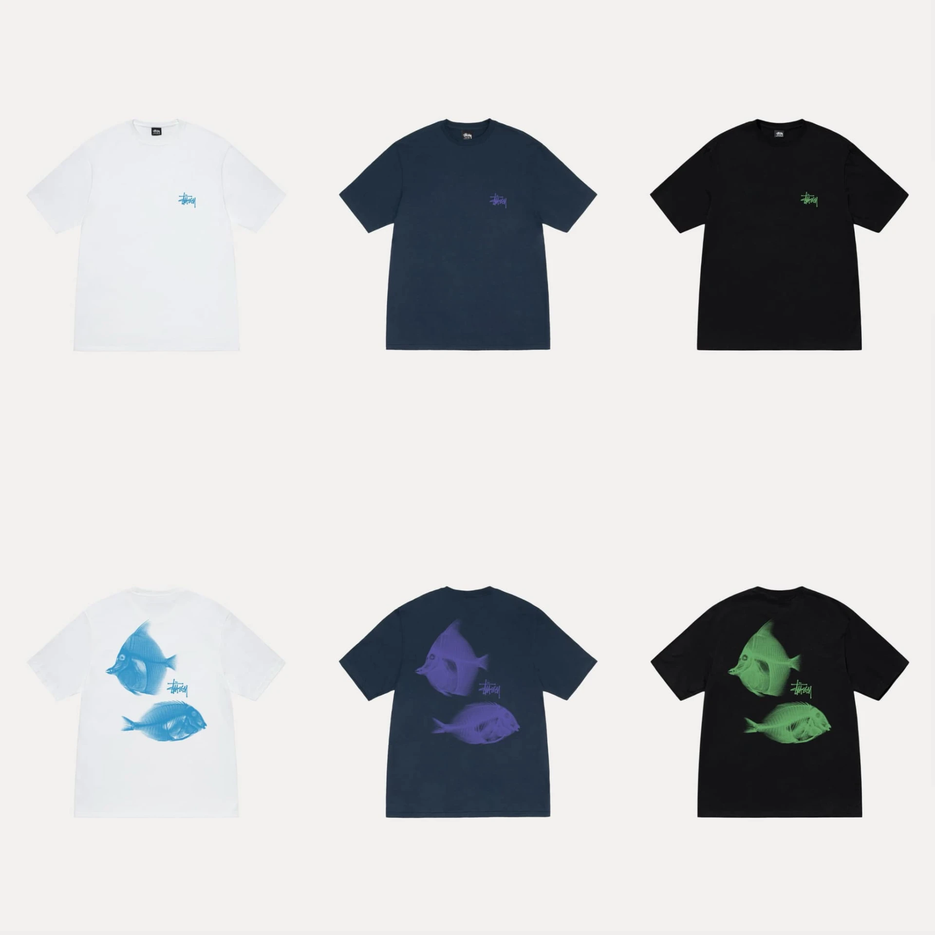Stussy X光魚 白/藍/黑
