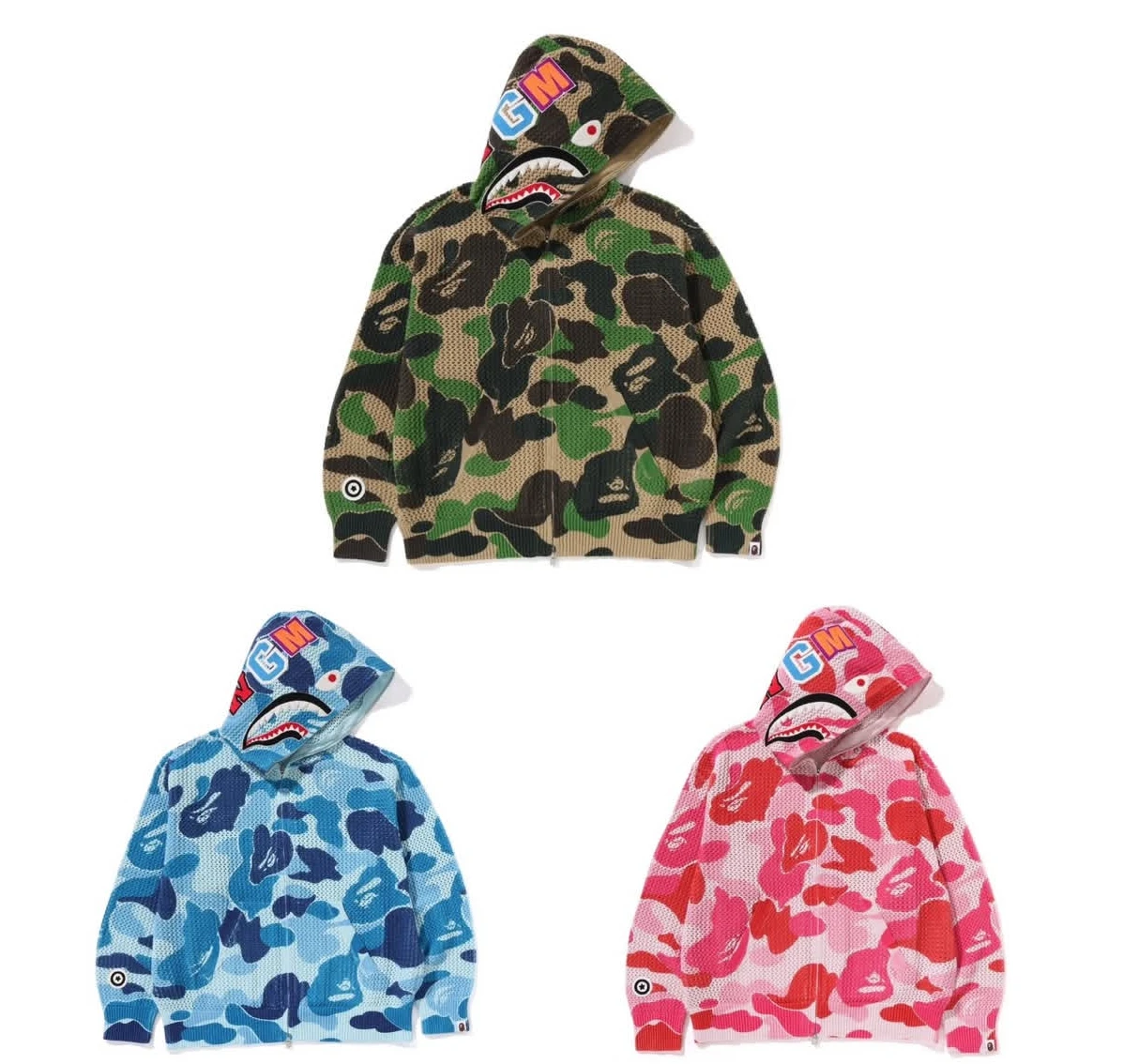 【代購商品】ABC CAMO CROCHET RELAXED FIT SHARK FULL ZIP HOODIE 編織外套