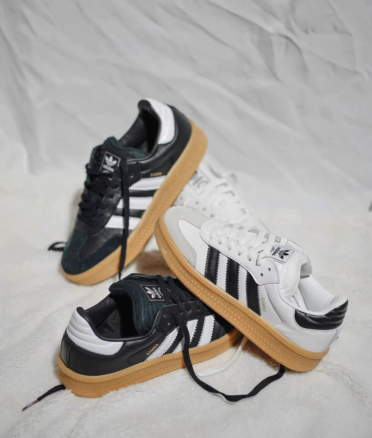 ADIDAS SAMBA XLG 胖胖版 厚底 焦糖底 黑/白