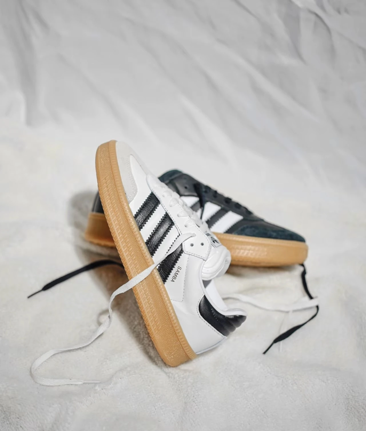 ADIDAS SAMBA XLG 胖胖版 厚底 焦糖底 黑/白
