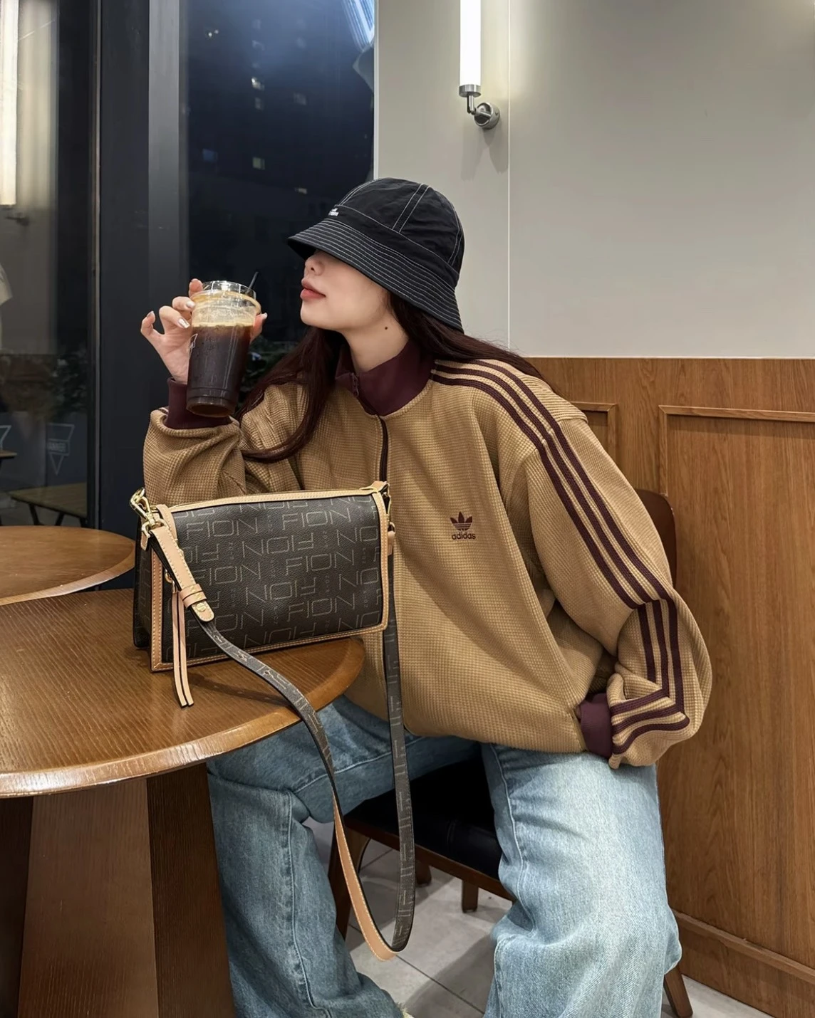 ADIDAS TRACK TOP 華夫格 深沙漠棕 夾克 立領運動外套(KC2620)
