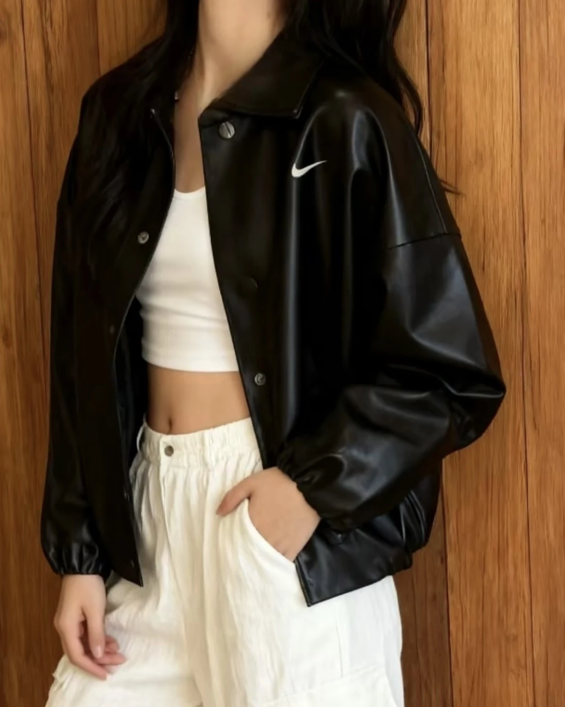 <國外限定> NIKE Sportswear 豹紋 純色 夾克 皮外套(IO0477-010)