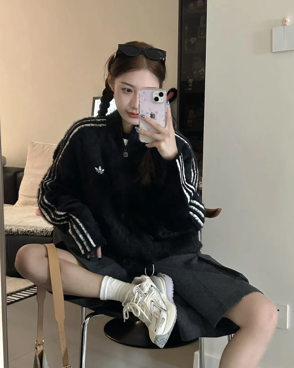 <毛毛感>ADIDAS ORIGINALS FW25 秋冬新款 海馬毛 毛茸茸 黑 白 拚色外套(KR5145 / KR5152)
