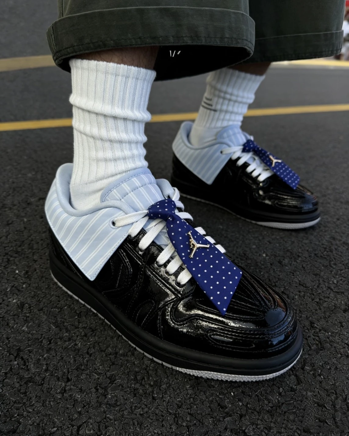 <國外限定>NIKE AIR JORDAN MM V3 漆皮黑 皮革 翻折襯衫 領帶 可拆卸 IR7554-001