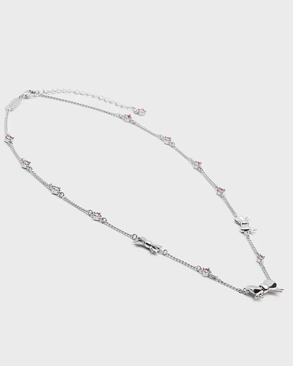 CHARLES & KEITH 小CK 蝴蝶結 粉鑽 水晶項鍊