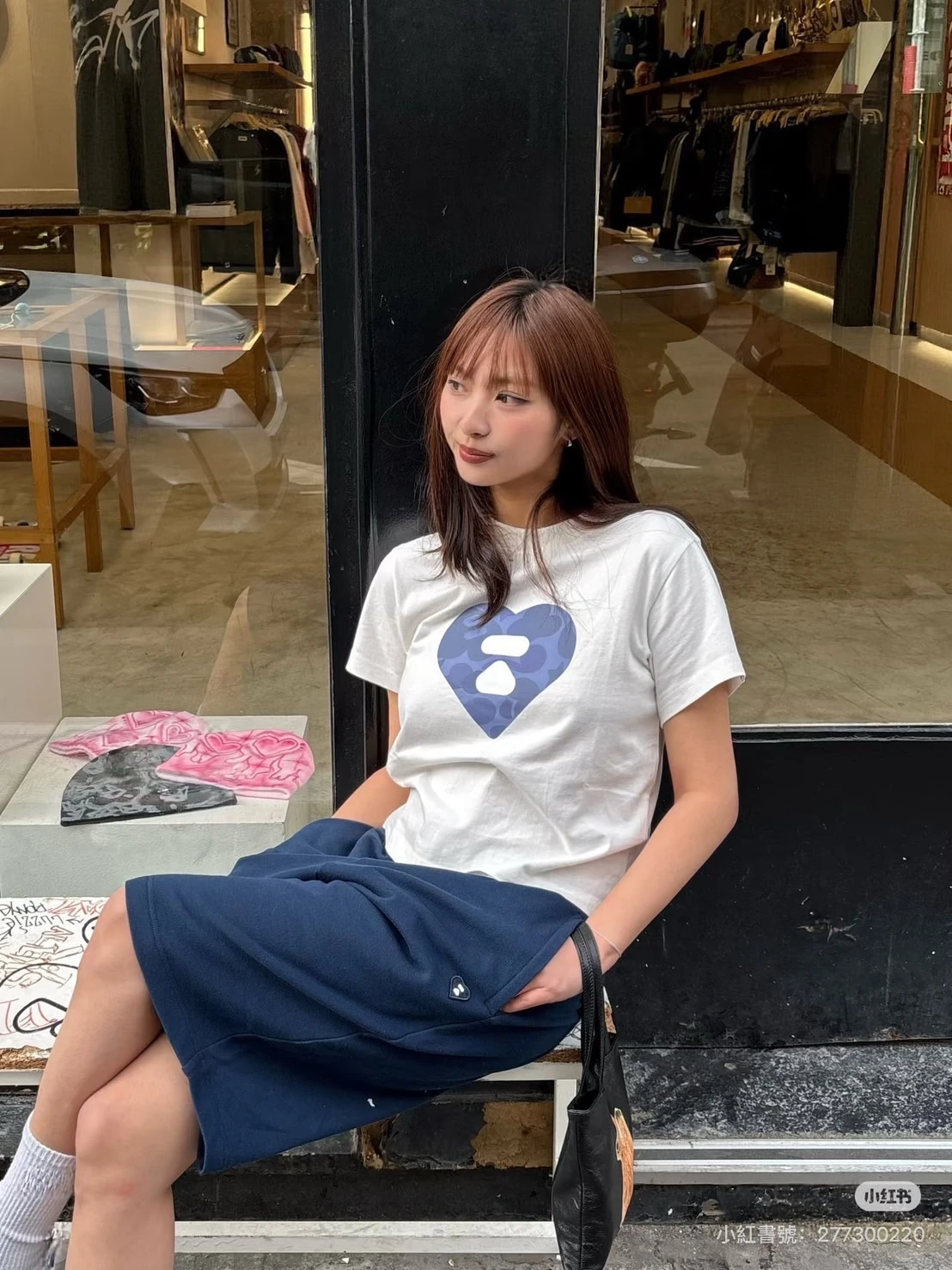 A BATHING APE CAMO HEART PRINTED TEE