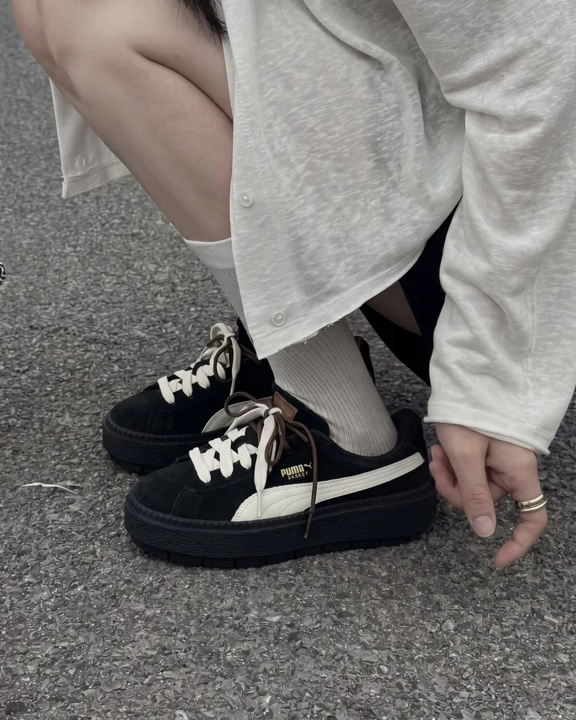 Puma Platform Trace 黑棕 復古 麂皮 厚底 鬆糕鞋 372613-01