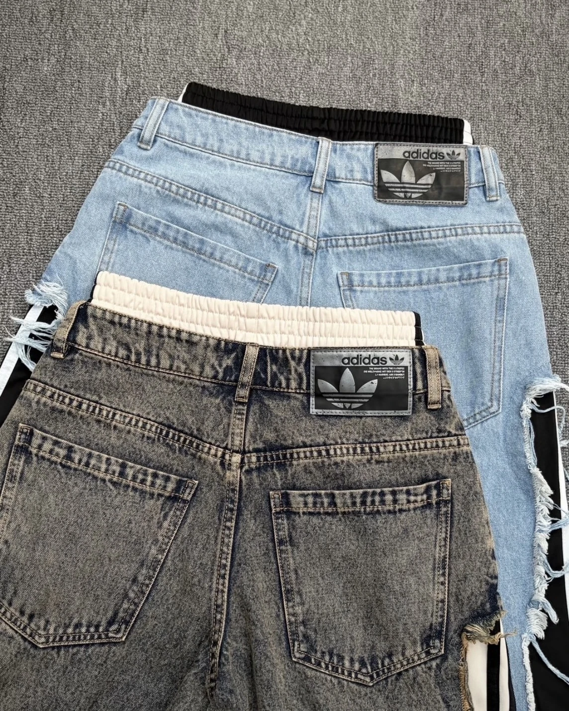 <⏰現省2張!>ADIDAS ORIGINALS ADILENIUM 破壞牛仔 三線 寬鬆 闊腿褲 KY5192/KY5193