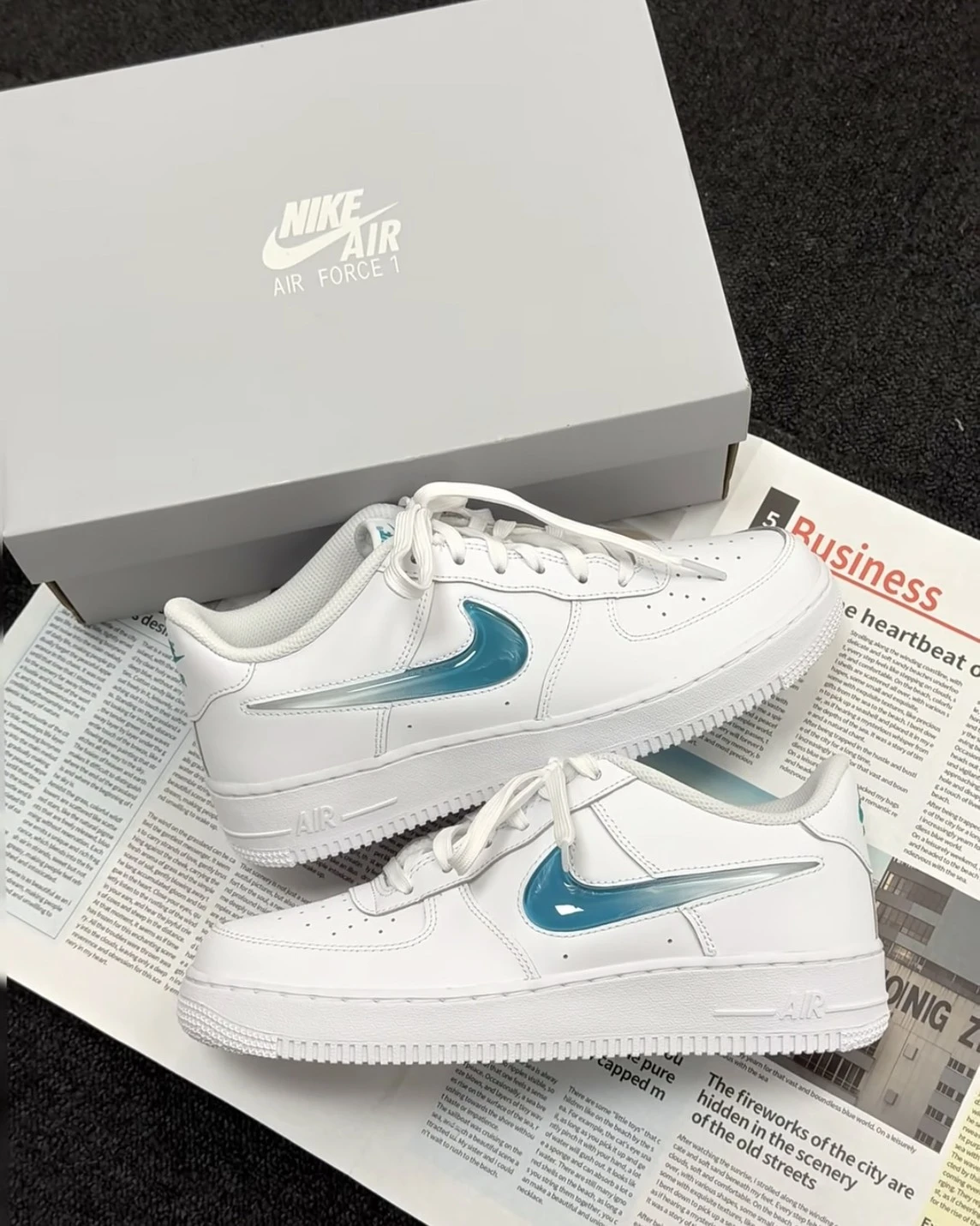 NIKE AIR FORCE 1 LOW GS 湖水藍 透明 果凍勾 IR0595-100
