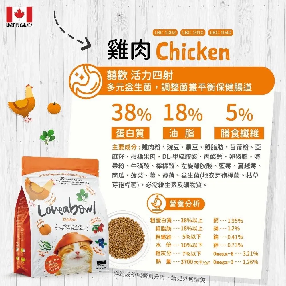 【Loveabowl囍碗】 無穀天然貓糧 全齡貓-雞肉