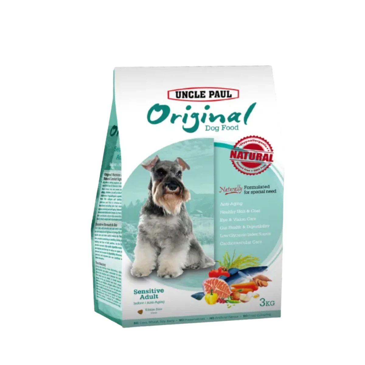 【保羅叔叔UNCLE PAUL】 田園生機狗飼料 低敏成犬-熟齡保健（螺旋藻+紅蘿蔔）