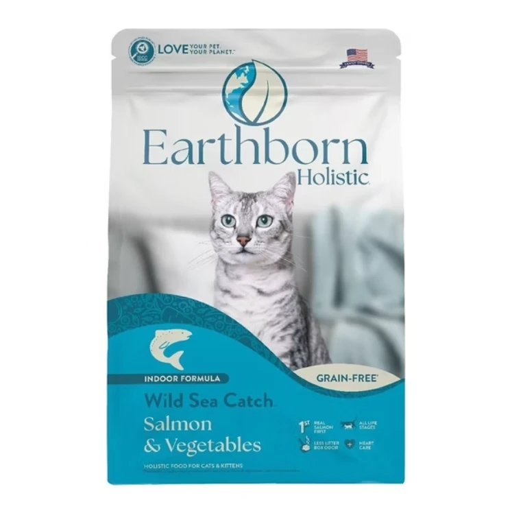 【 原野優越Earthborn】野生魚低敏無穀貓飼料(鮭魚+蔬菜) | 貓飼料 貓乾糧 藍色包裝