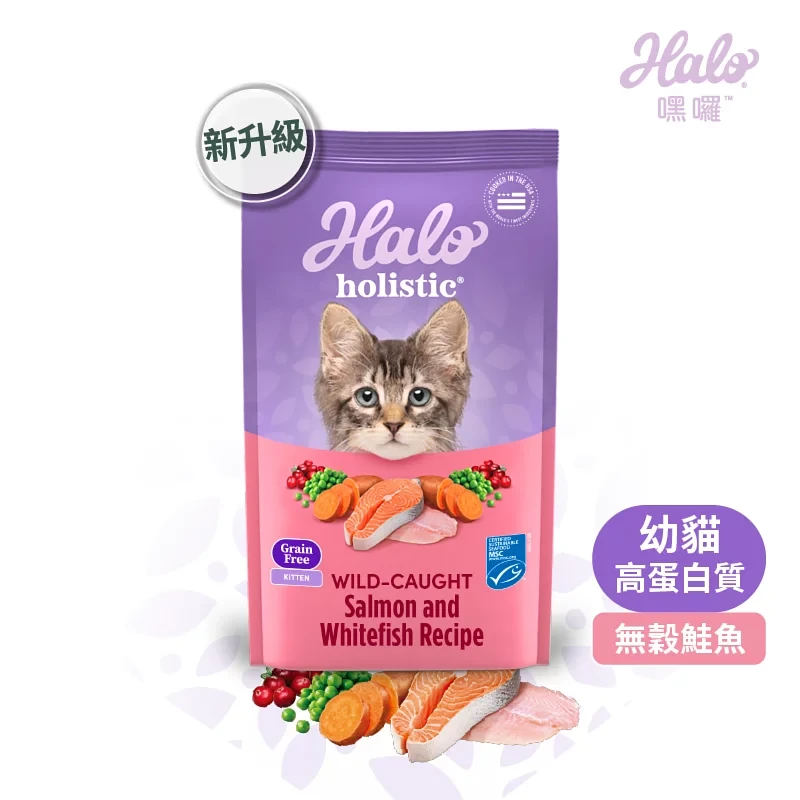 【嘿囉HALO】無穀幼貓-野生鮭魚燉白魚飼料 貓飼料