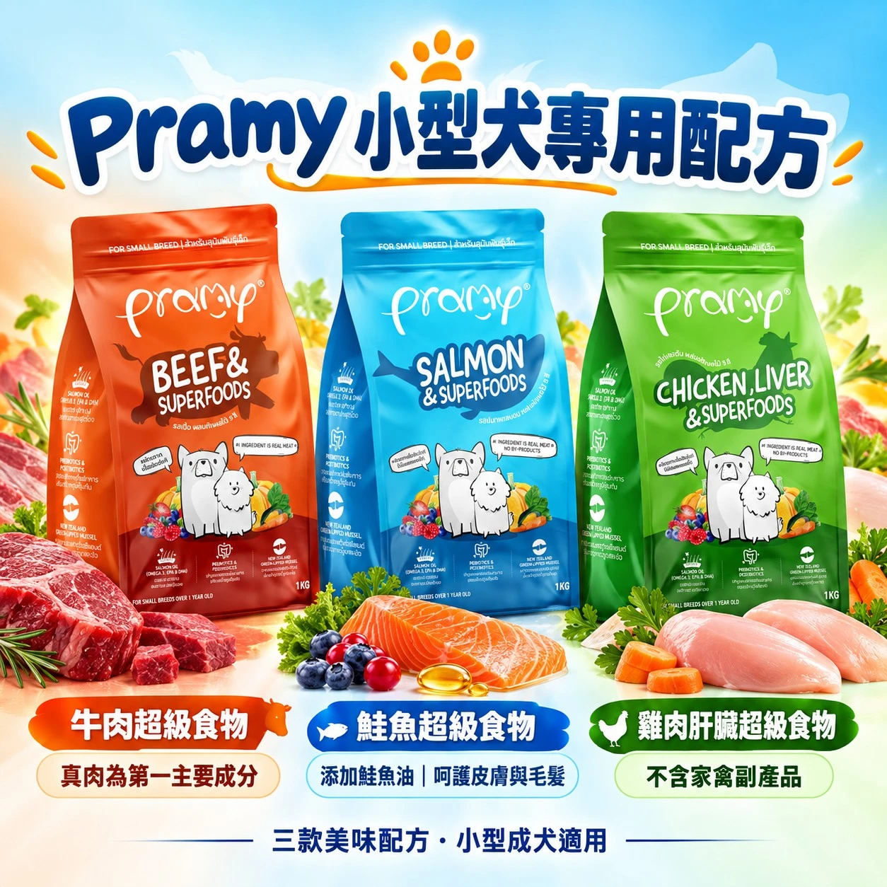 【沛米PRAMY】小型犬專用配方狗糧 1kg