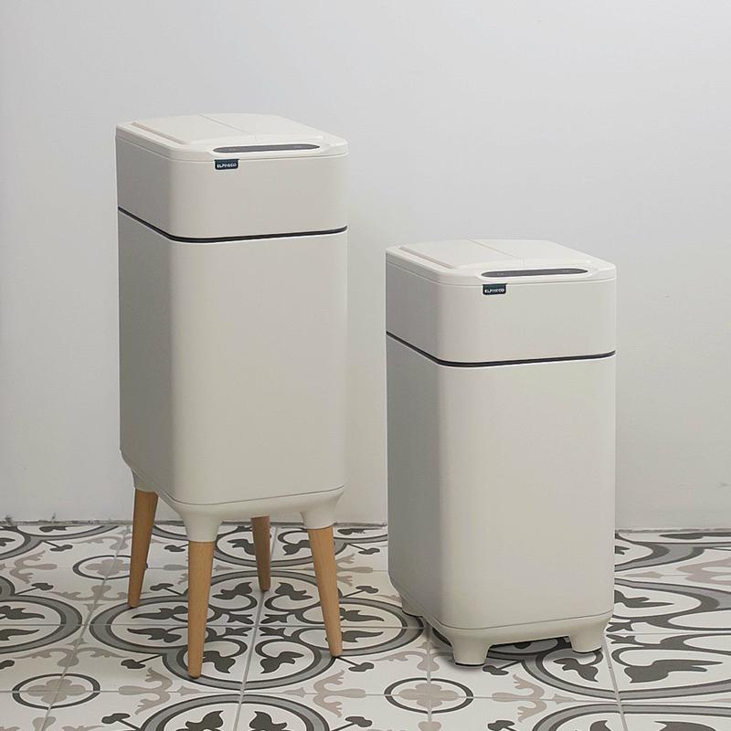 ELPHECO 15L不鏽鋼高腳雙開除臭感應垃圾桶 ELPH9910U 白色