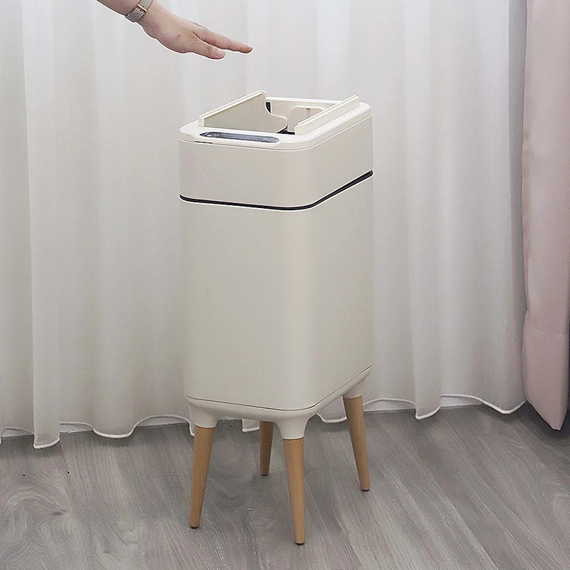 美國ELPHECO 不鏽鋼高腳雙開除臭感應垃圾桶15L ELPH9910U 白色