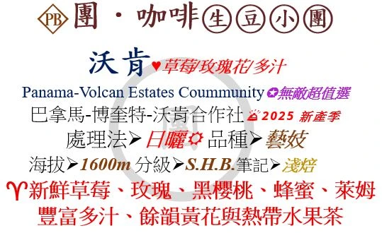 [♥草莓/玫瑰花/多汁]PB-巴拿馬-博奎特-沃肯合作社-日曬-藝妓[團咖啡．生豆小團]*2025新產季