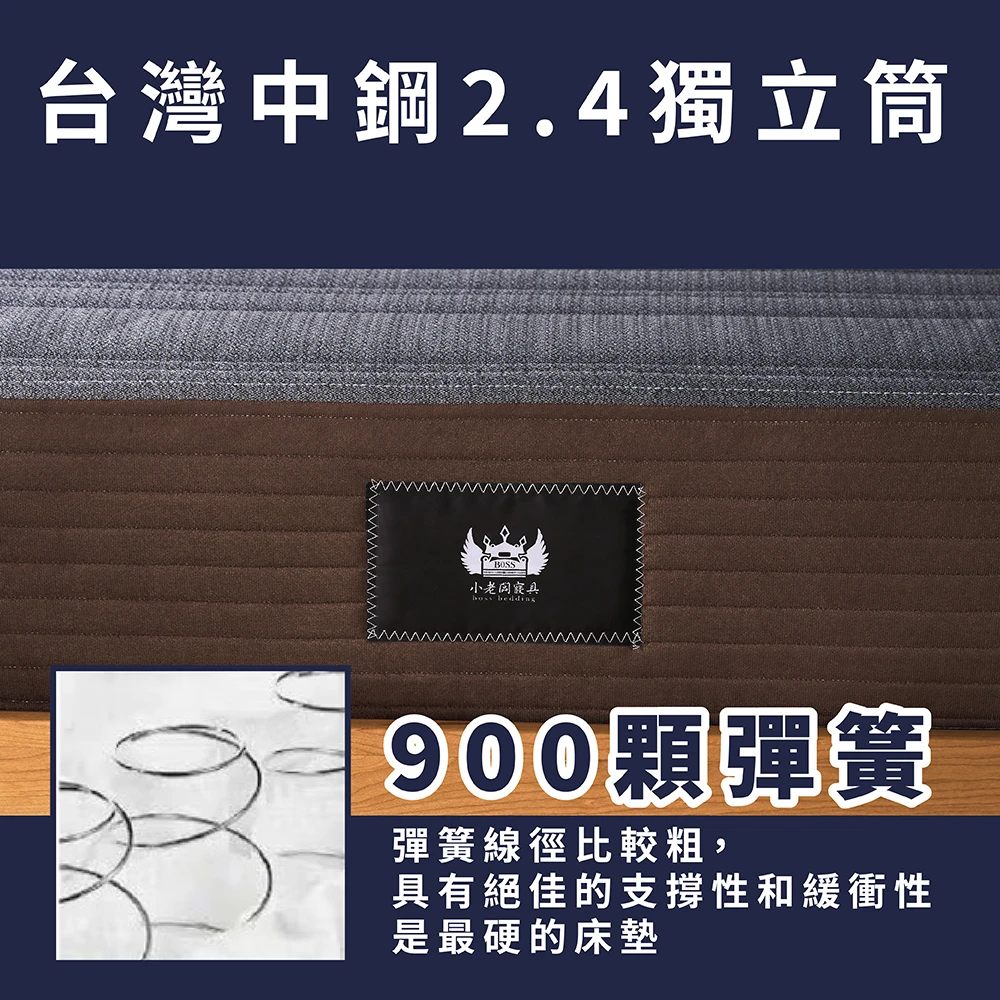 黑豆干 2.6mm高硬度 900顆 中鋼獨立筒床墊｜中鋼獨立筒 26cm