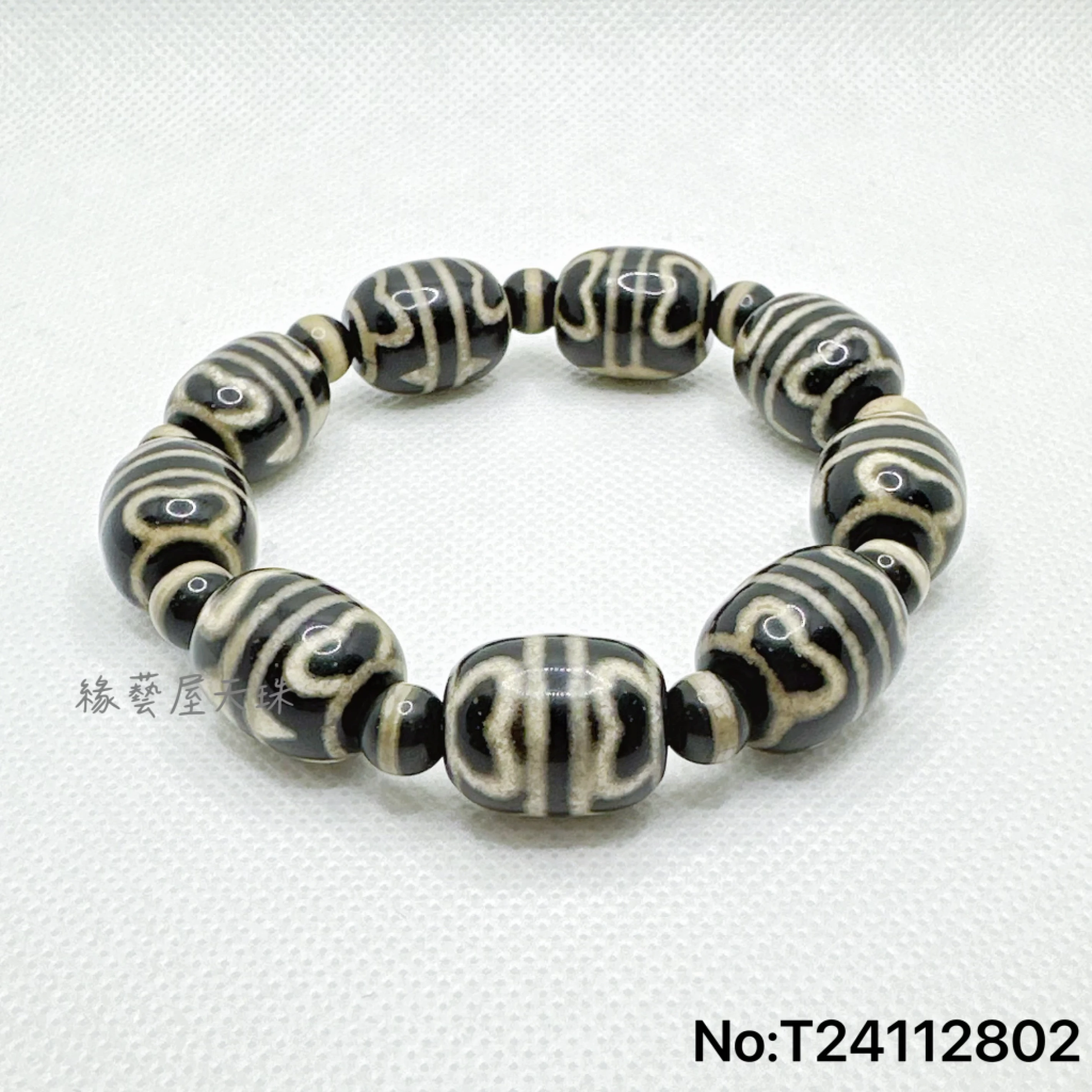 鑲蝕蓮花虎牙天珠手鍊緣藝屋珠寶翡翠天珠水晶城