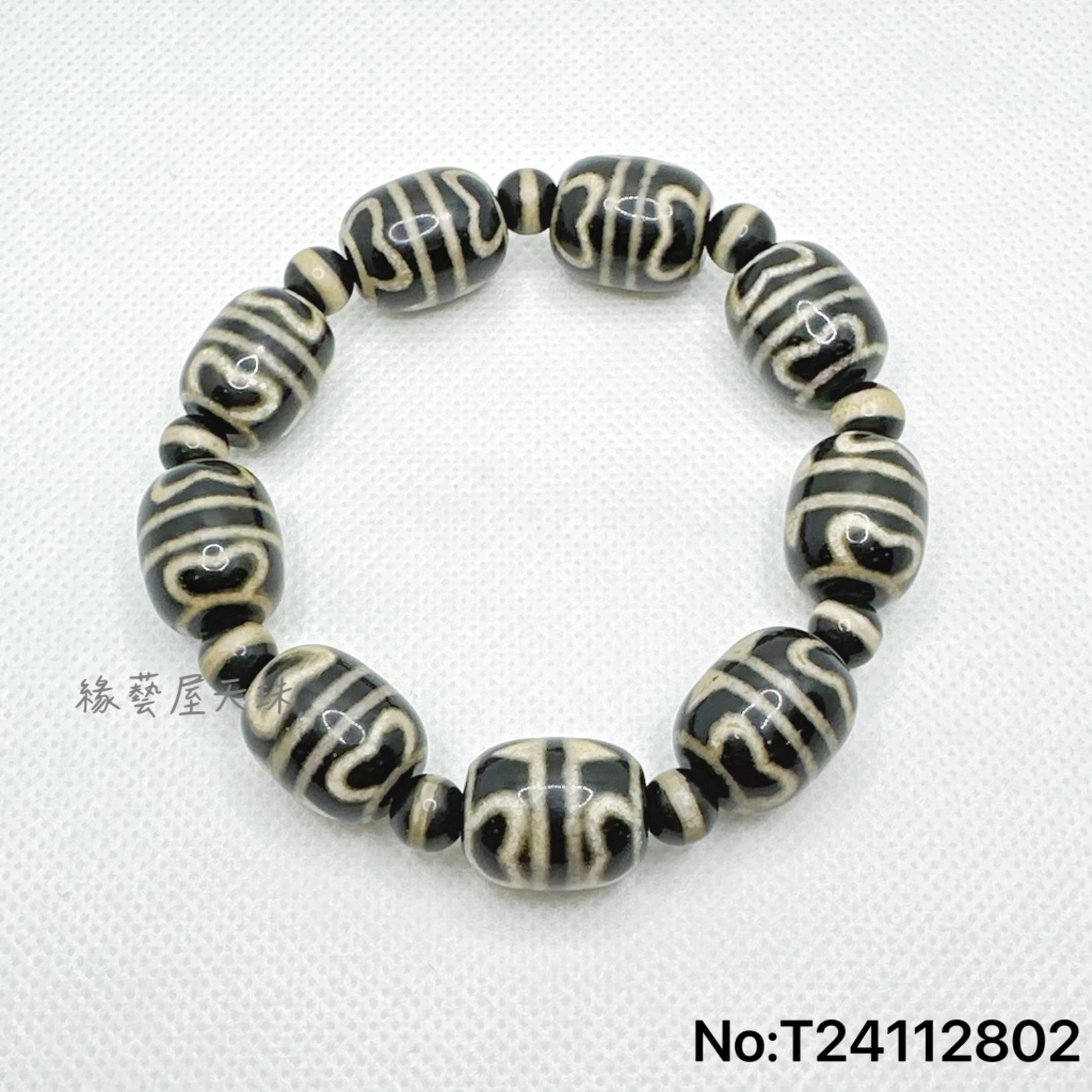 鑲蝕蓮花虎牙天珠手鍊緣藝屋珠寶翡翠天珠水晶城