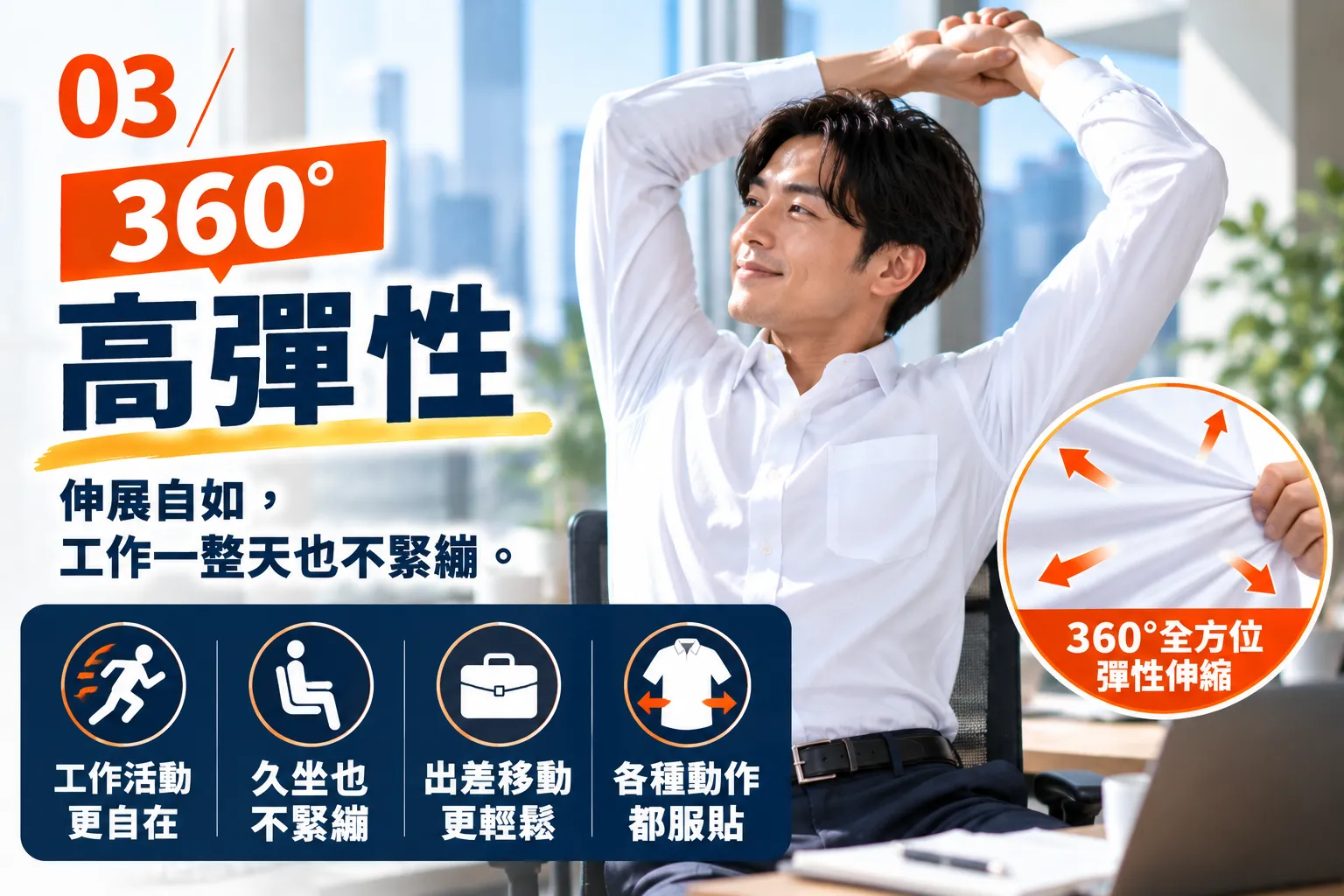 i-Shirt 360度高彈性商務襯衫｜久坐與工作活動自在不緊繃
