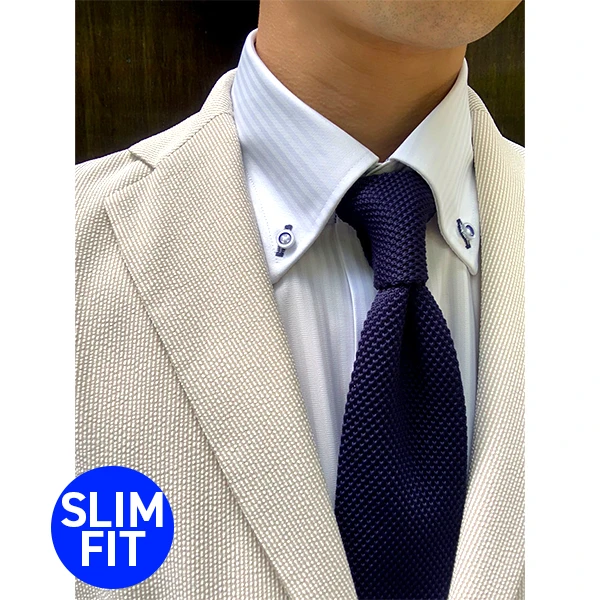 i-Shirt 淺藍色條紋×扣領型襯衫(長袖)