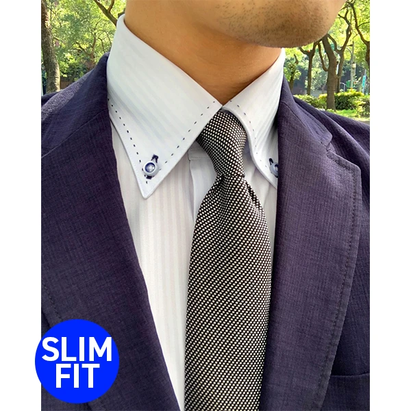 i-Shirt 淺藍色條紋×扣領型襯衫(長袖)