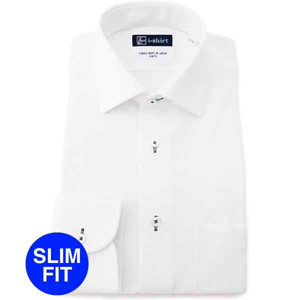 i-Shirt 白色迷你格紋×半寬領型襯衫