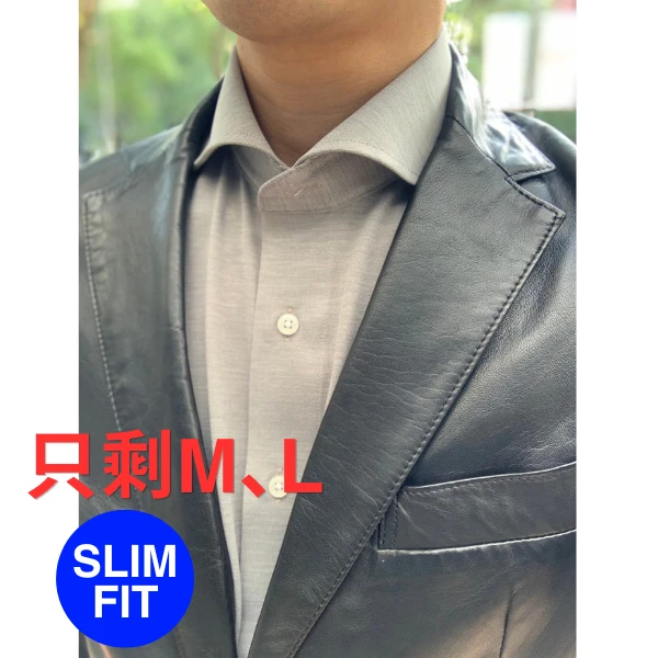 i-Shirt 灰色霧面漸層×一字領型襯衫(長袖)