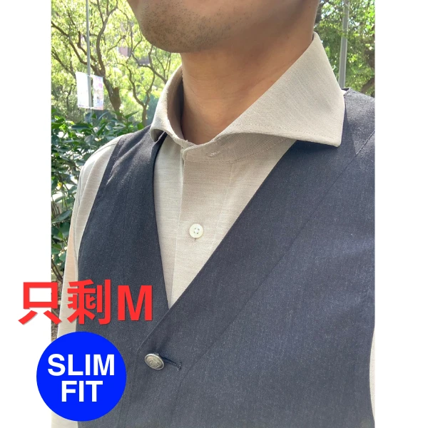 i-Shirt 米色霧面漸層×一字領型襯衫(長袖)