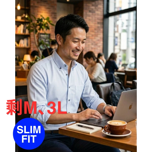 i-Shirt 淺灰迷你格紋×扣領型襯衫（長袖）