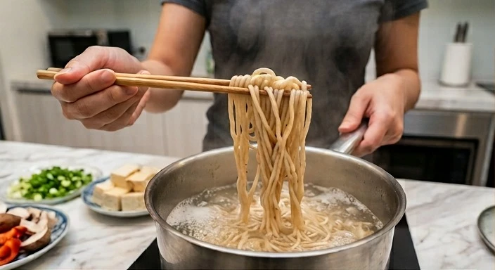 大火水滾後下麵，精準掌握烹煮時間，鎖住麵條最佳Q彈口感&nbsp;