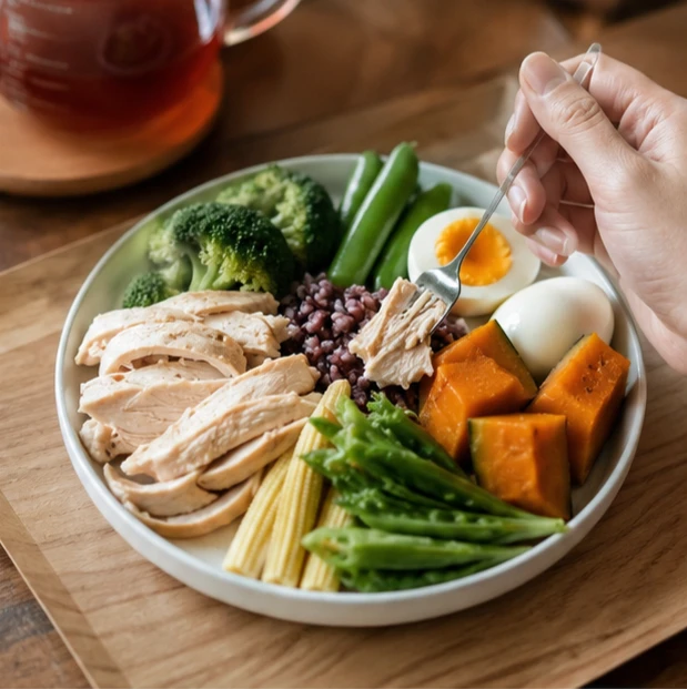 放慢吃飯速度、專心感受進食過程，可以幫助自己更留意餐後是否已經產生飽足感。