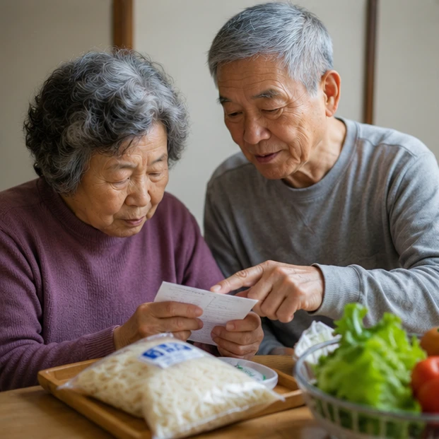 長者挑選麵食時，可以查看麵體特性、營養資訊與料理方式，再依牙口、食量與日常飲食需求調整。