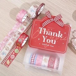 現貨❤️BGM限定 精選綜合紙膠帶留言卡6入組[紅-THANK YOU]