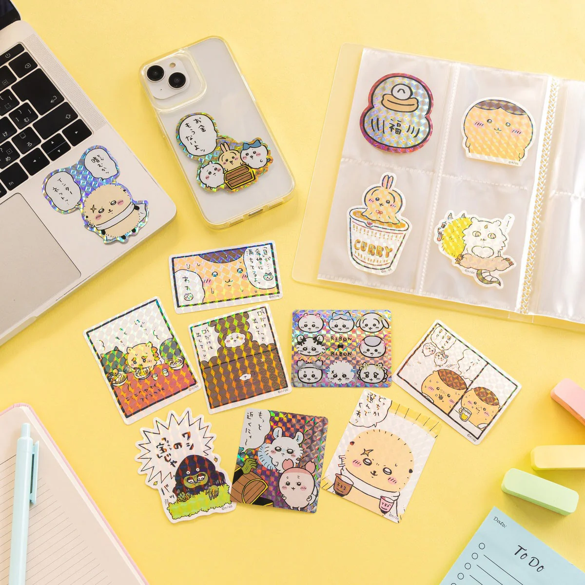 現貨❤️ちいかわ 吉伊卡哇 小可愛/小八/兔兔 手機尺寸雷射貼紙 お金もうないよッ