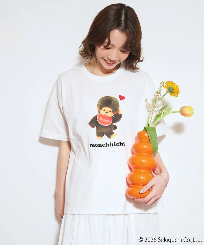 預購🇯🇵FREAK'S STORE x 蒙奇奇 Monchhichi 聯名款 前後雙面印花 質感電繡愛心 短袖上衣