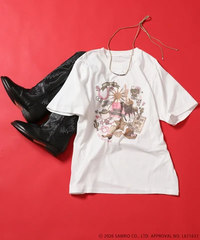 預購🇯🇵FREAK'S STORE × HELLO KITTY 凱蒂貓 西部牛仔拼貼印花T恤（全2色）