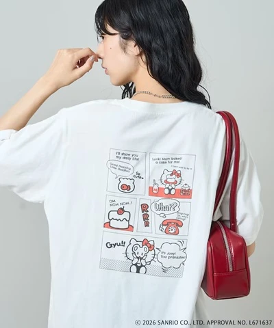 預購🇯🇵FREAK'S STORE × HELLO KITTY 凱蒂貓 遮臉漫畫印花T恤（全3色）