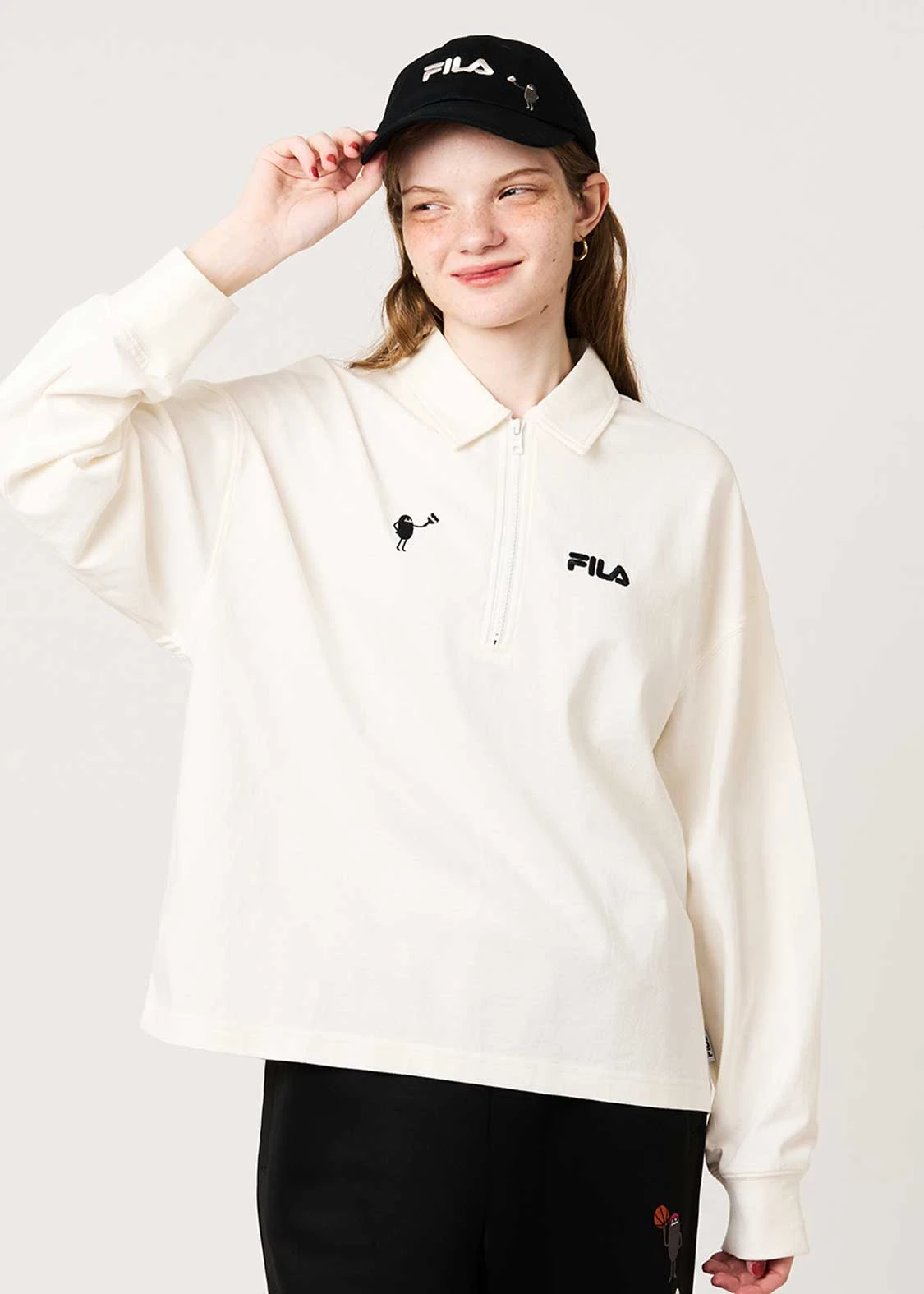 預購🇯🇵graniph×FILA Beautiful Shadow 聯名刺繡半拉鍊POLO領大學T
